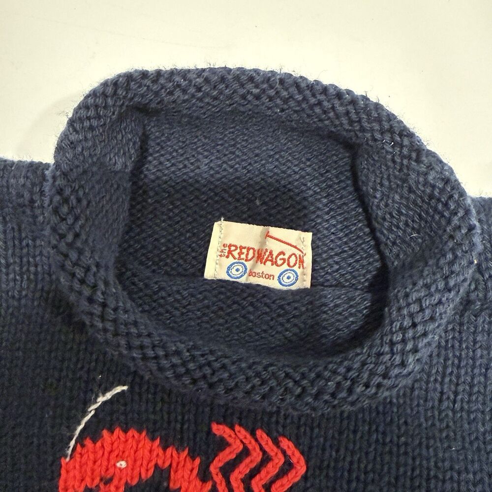 Red Wagon Navy Blue Lobster Sweater Boys 24 Months 100% Cotton Knit Peru - Picture 5 of 6
